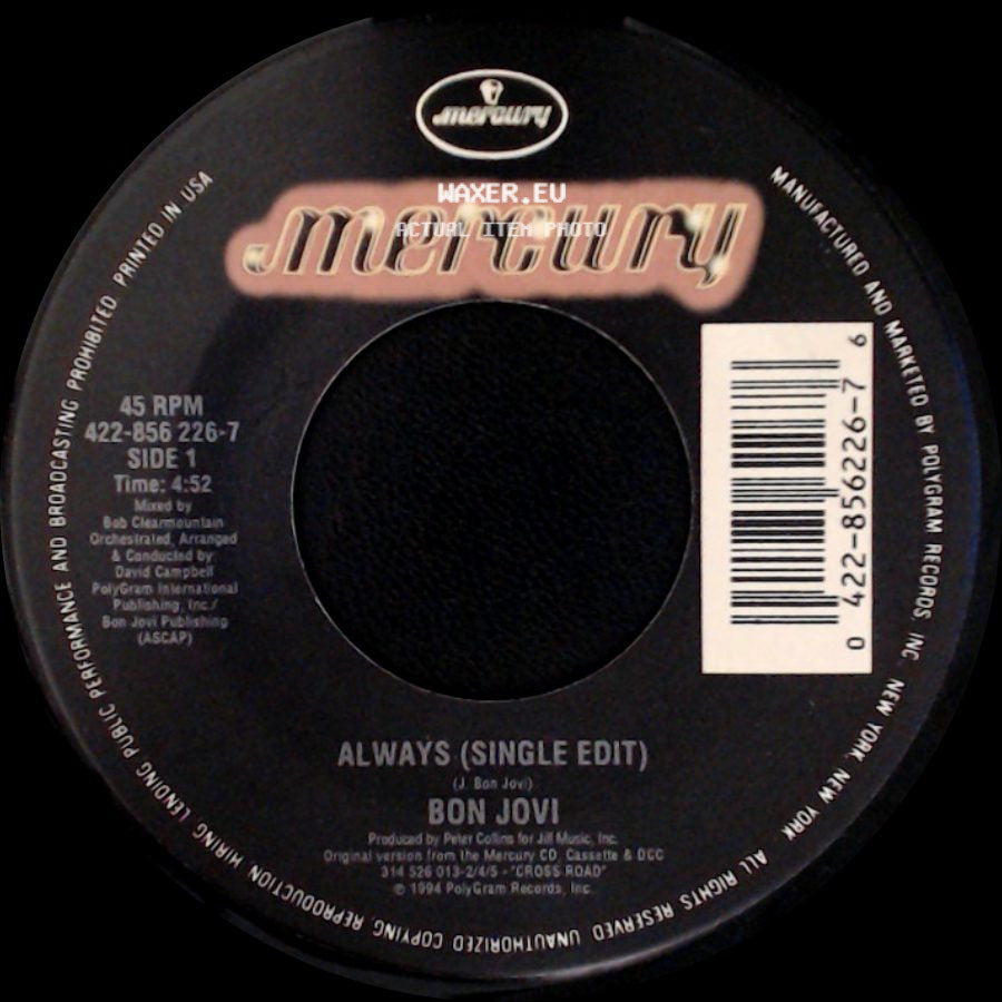Bon Jovi - Always (Single Edit) / Living In Sin side A