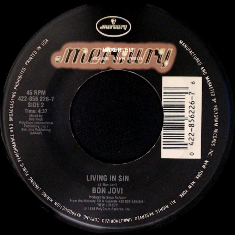 Bon Jovi - Always (Single Edit) / Living In Sin side B