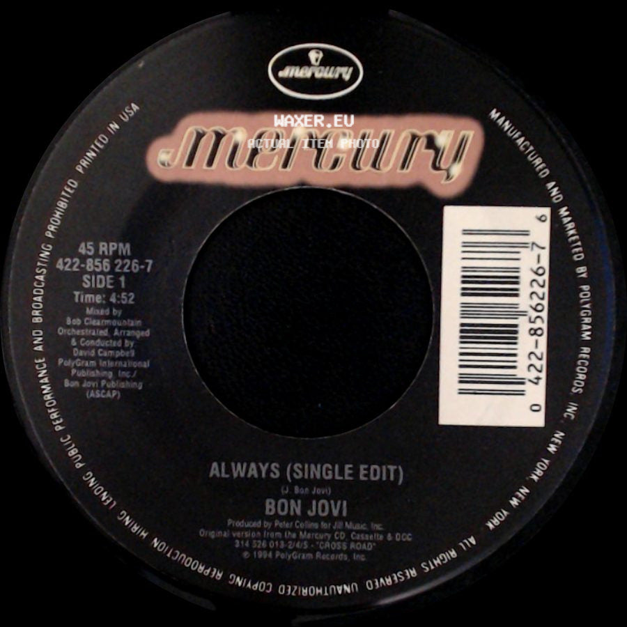 Bon Jovi - Always (Single Edit) / Living In Sin side A