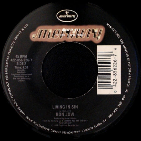 Bon Jovi - Always (Single Edit) / Living In Sin side B