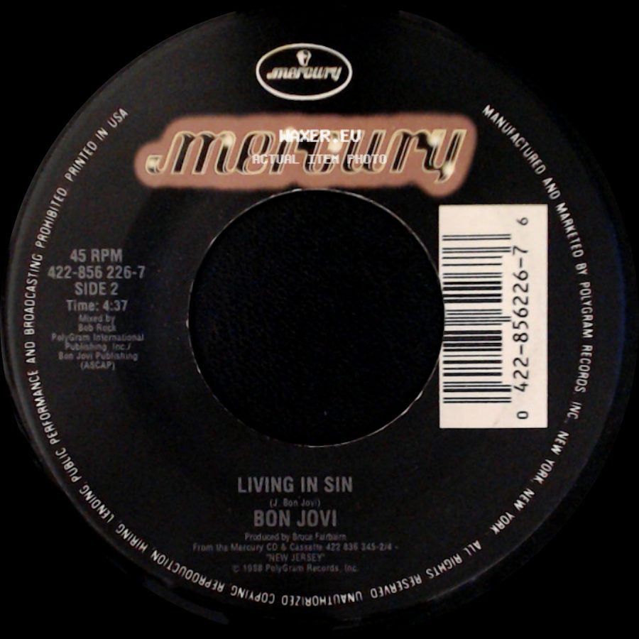 Bon Jovi - Always (Single Edit) / Living In Sin side B