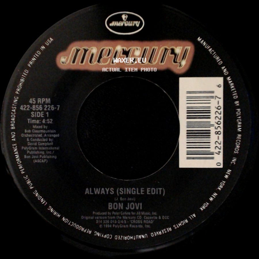 Bon Jovi - Always (Single Edit) / Living In Sin side A