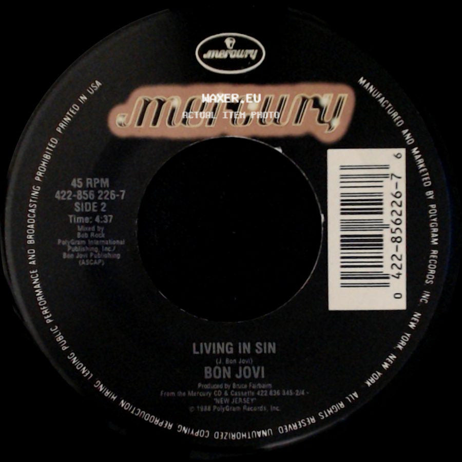 Bon Jovi - Always (Single Edit) / Living In Sin side B