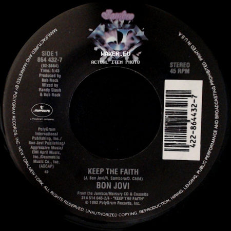 Bon Jovi - Keep The Faith / I Wish Everyday Could Be Like Christmas side A