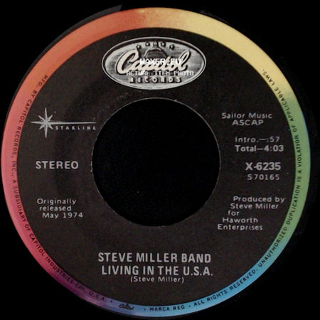 Steve Miller Band - Your Cash Ain't Nothin' But Trash / Living In The U.S.A. side B