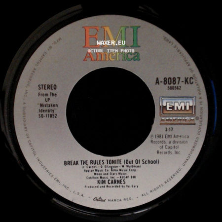 Kim Carnes - Draw Of The Cards / Break The Rules Tonite (Out Of School) side B