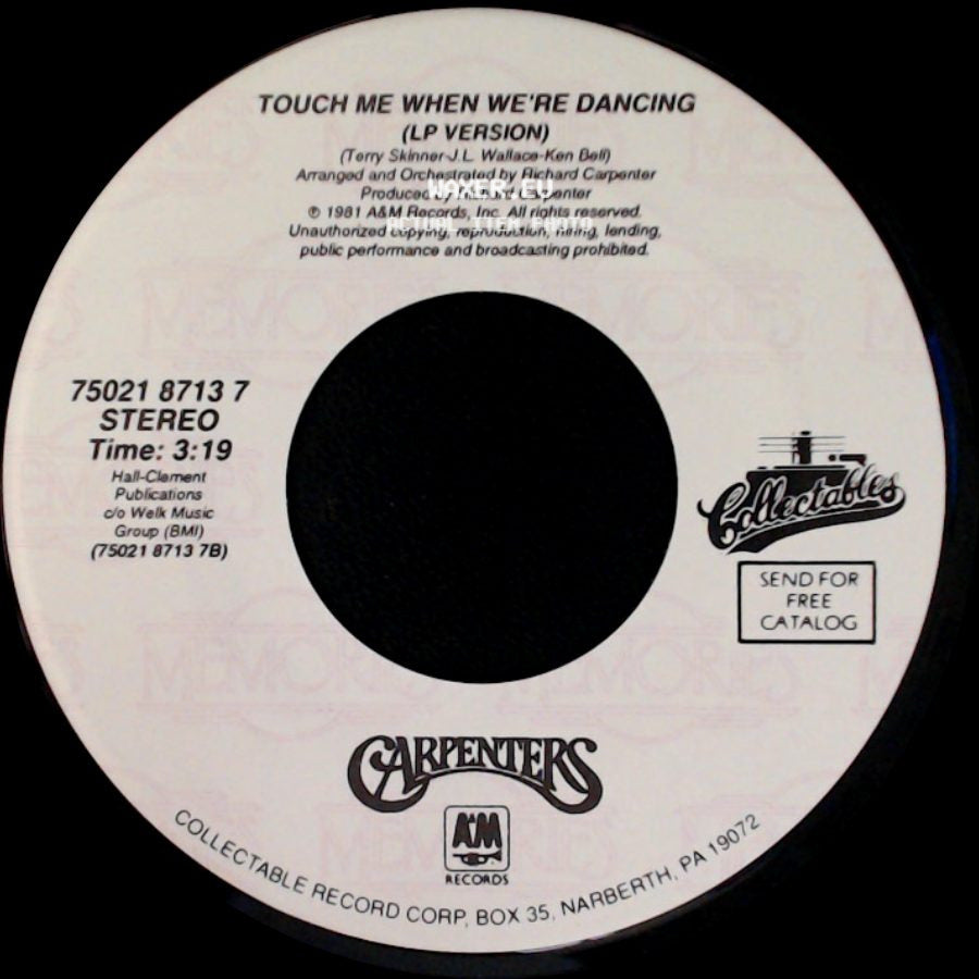 Carpenters - Hurting Each Other (Lp Version) / Touch Me When We're Dancing (Lp Version) side B
