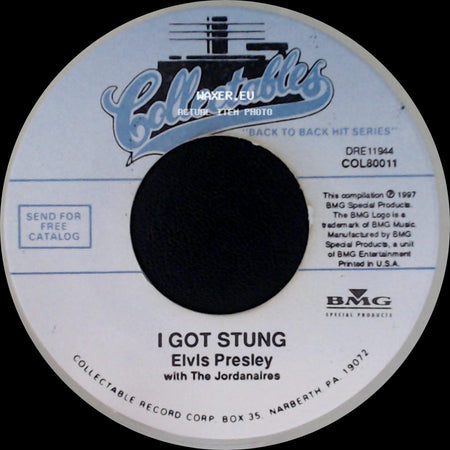 Elvis Presley / Elvis Presley With The Jordanaires - One Night / I Got Stung side B