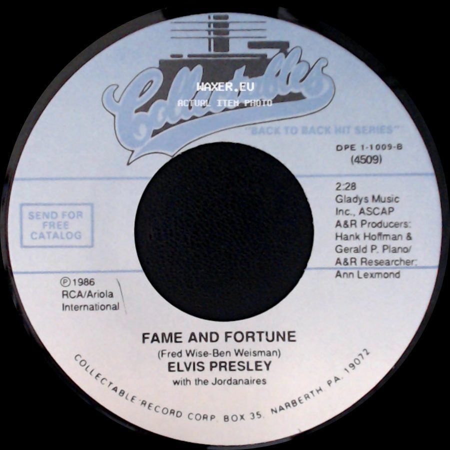 Elvis Presley - Stuck On You / Fame And Fortune side B
