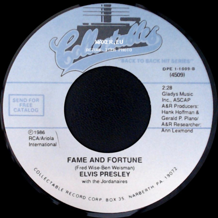 Elvis Presley - Stuck On You / Fame And Fortune side B