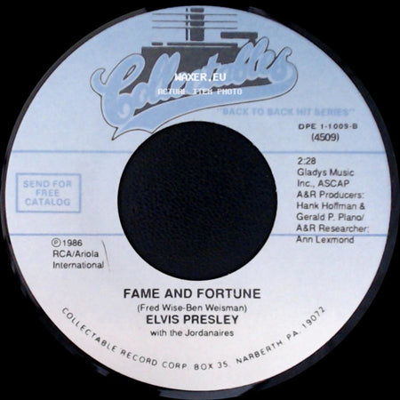 Elvis Presley - Stuck On You / Fame And Fortune side B