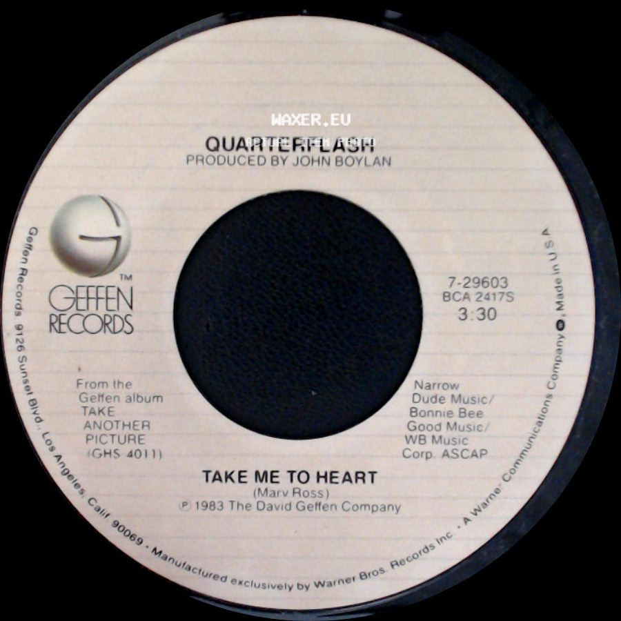 Quarterflash - Take Me To Heart / Nowhere Left To Hide side A