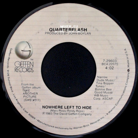 Quarterflash - Take Me To Heart / Nowhere Left To Hide side B