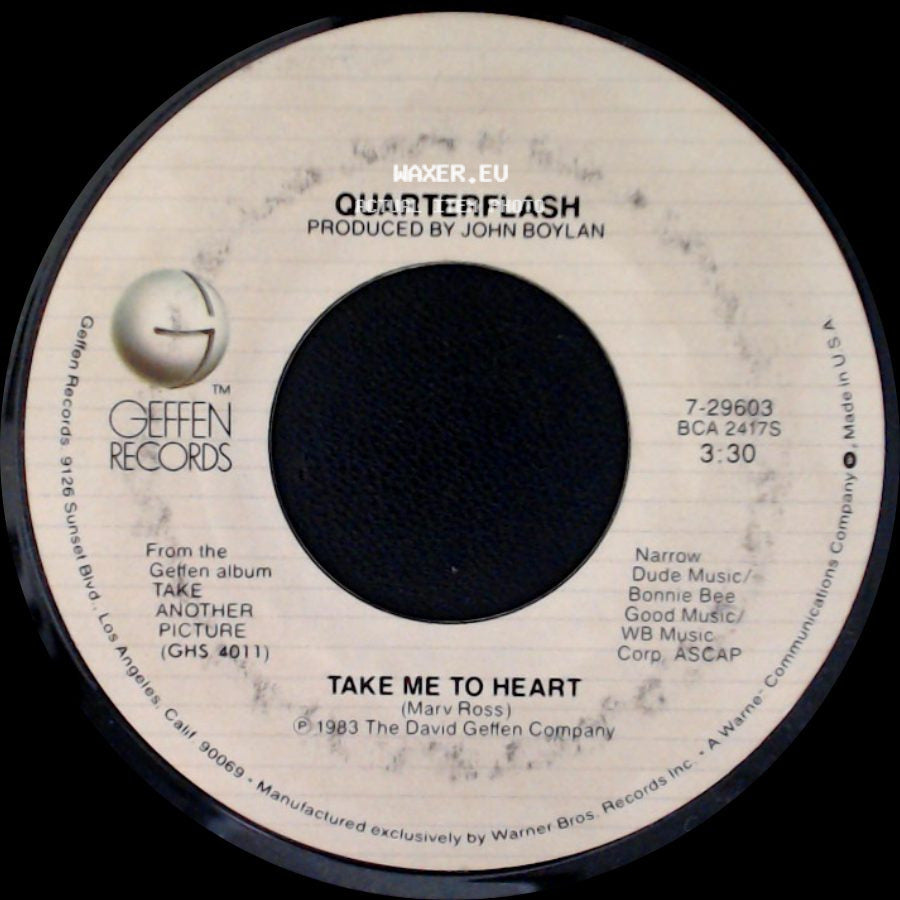 Quarterflash - Nowhere Left To Hide / Take Me To Heart side B