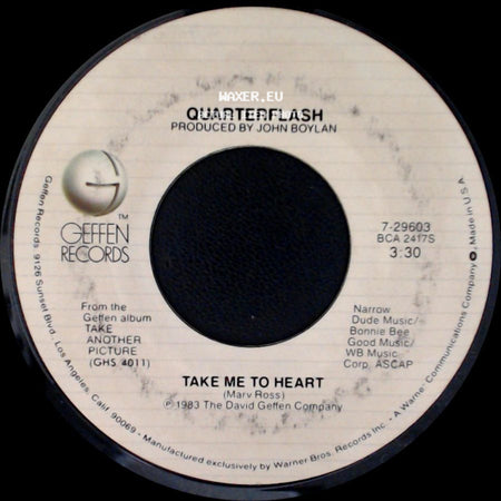 Quarterflash - Nowhere Left To Hide / Take Me To Heart side B
