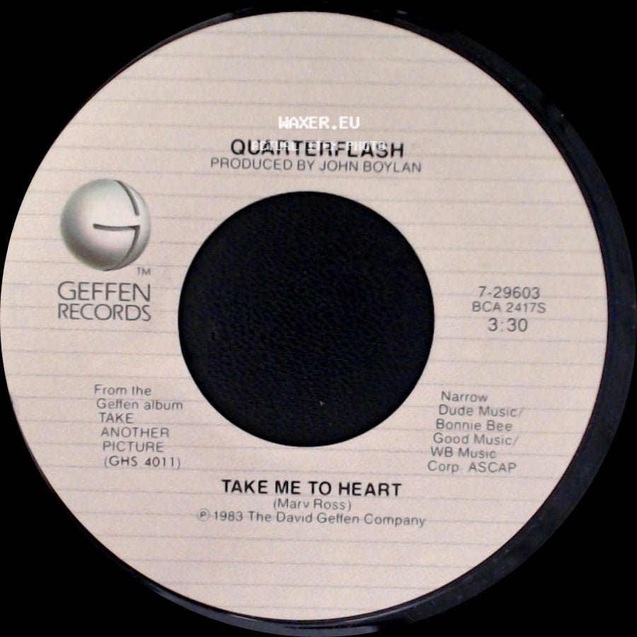 Quarterflash - Nowhere Left To Hide / Take Me To Heart side B