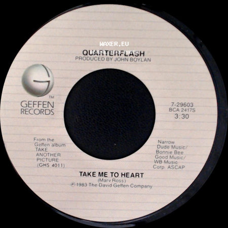 Quarterflash - Nowhere Left To Hide / Take Me To Heart side B