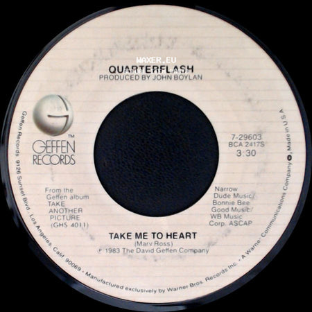 Quarterflash - Nowhere Left To Hide / Take Me To Heart side B