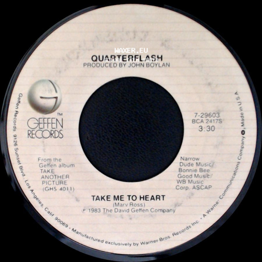 Quarterflash - Nowhere Left To Hide / Take Me To Heart side B