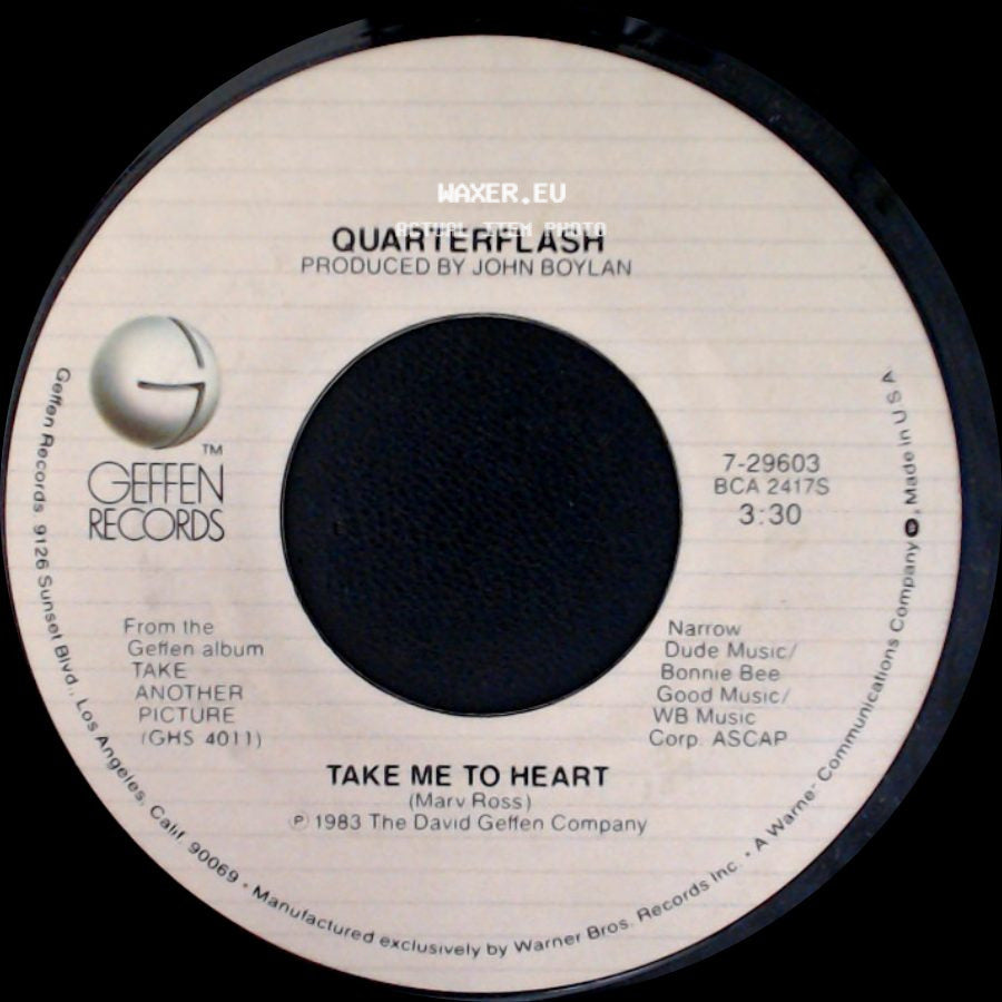 Quarterflash - Nowhere Left To Hide / Take Me To Heart side B