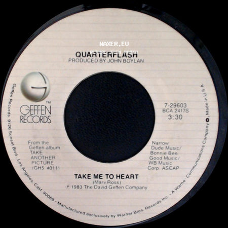 Quarterflash - Nowhere Left To Hide / Take Me To Heart side B