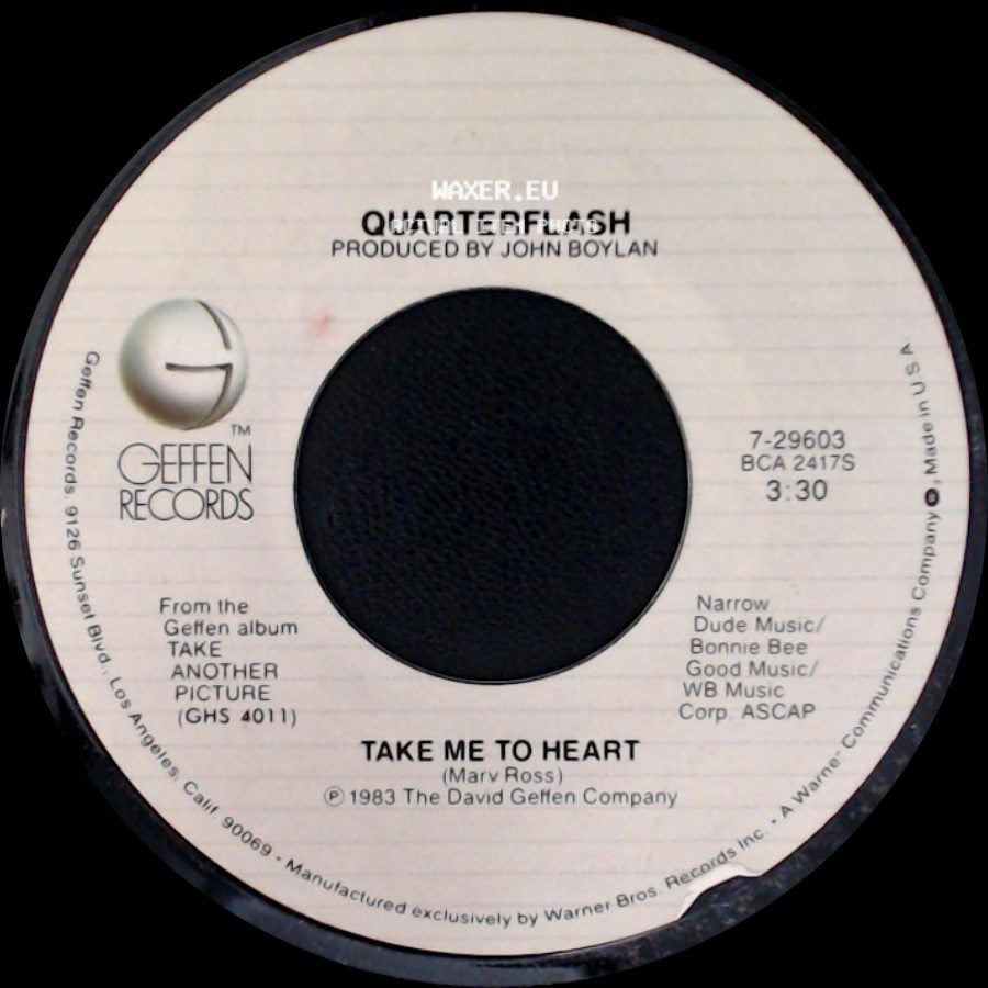 Quarterflash - Nowhere Left To Hide / Take Me To Heart side B