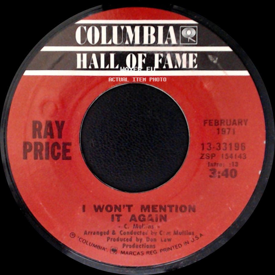 Ray Price - For The Good Times / I Won't Mention It Again side B