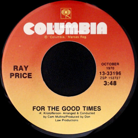 Ray Price - I Won't Mention It Again / For The Good Times side B