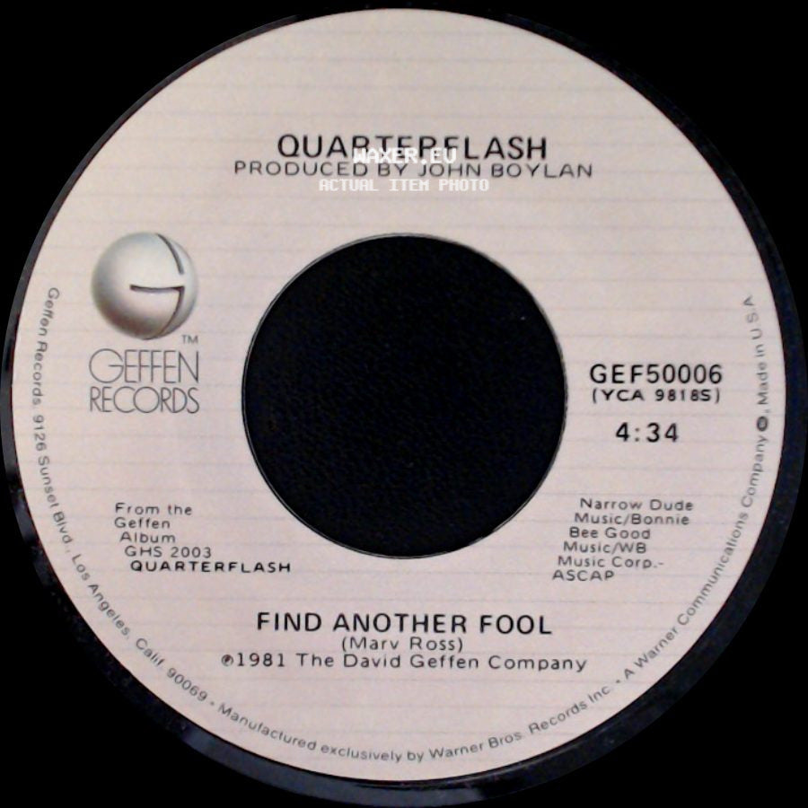 Quarterflash - Cruisin' With The Deuce / Find Another Fool side B