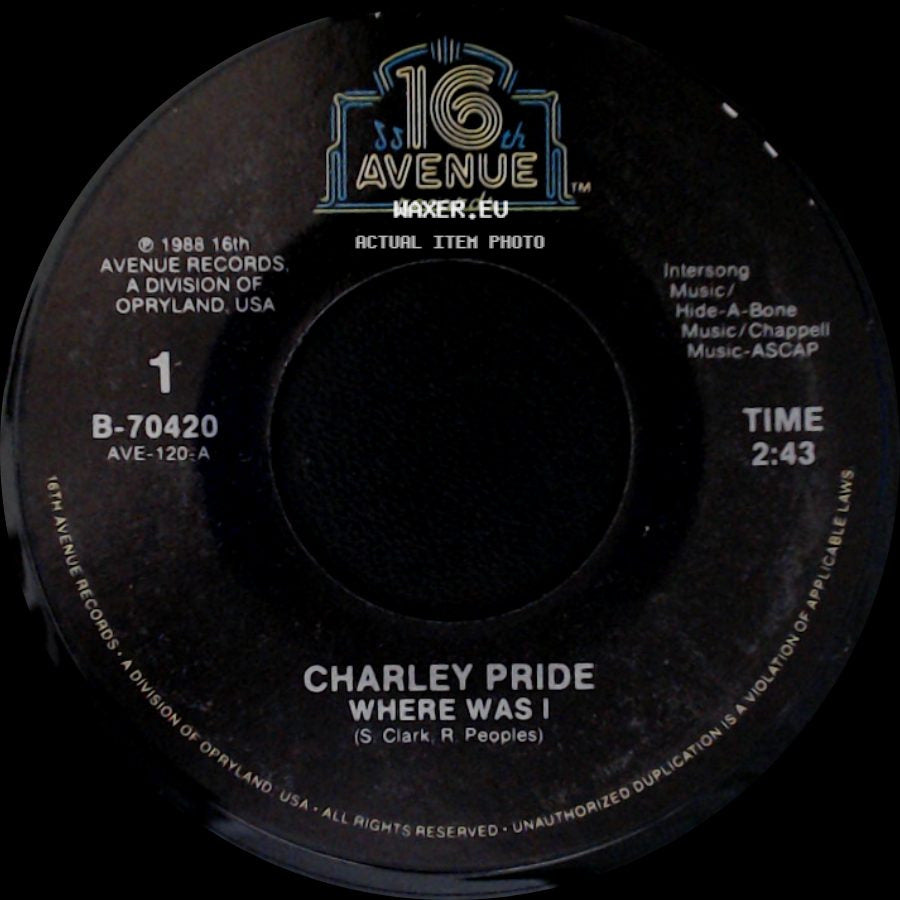Charley Pride - A Whole Lot Of Lovin' / Where Was I side B