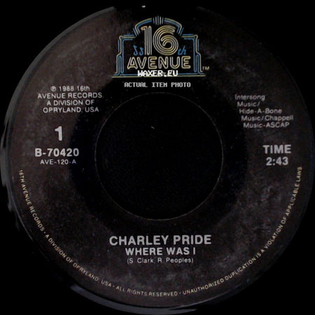 Charley Pride - A Whole Lot Of Lovin' / Where Was I side B