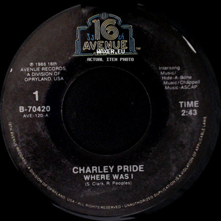Charley Pride - A Whole Lot Of Lovin' / Where Was I side B
