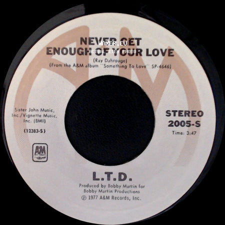 L.T.D. - Make Someone Smile, Today! / Never Get Enough Of Your Love side B