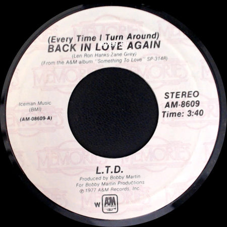 L.T.D. - (Every Time I Turn Around) Back In Love Again / Never Get Enough Of Your Love side A