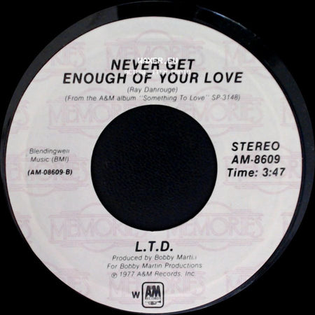 L.T.D. - (Every Time I Turn Around) Back In Love Again / Never Get Enough Of Your Love side B