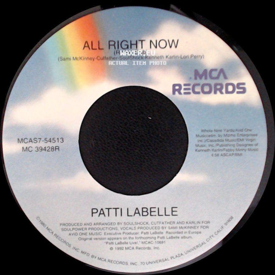 Patti Labelle - All Right Now / All Right Now (Remix Dub) side B