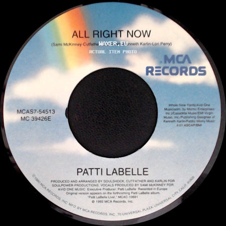 Patti Labelle - All Right Now (Remix Dub) / All Right Now side B
