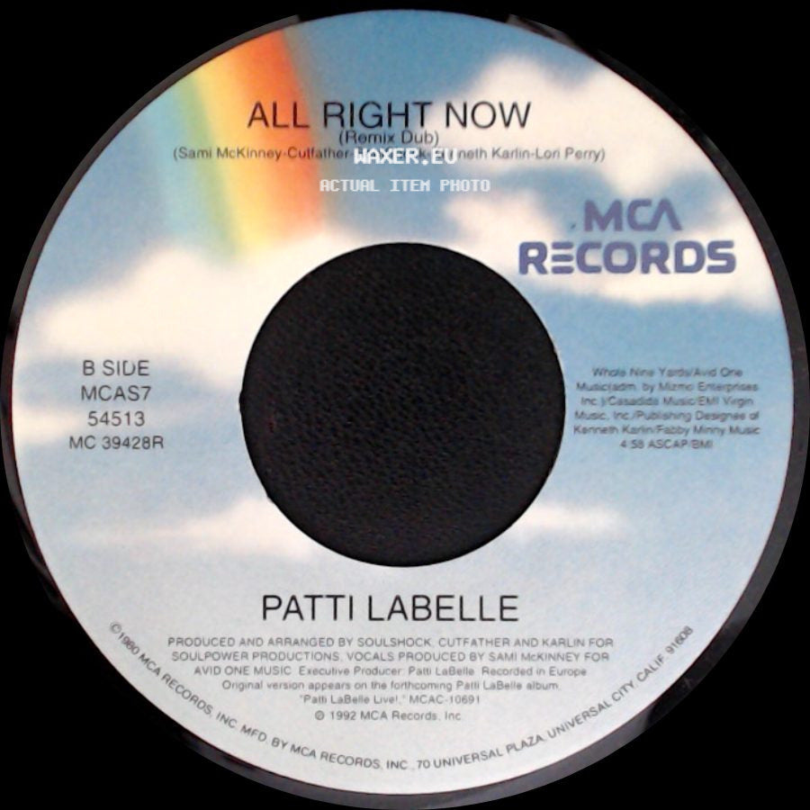 Patti Labelle - All Right Now / All Right Now (Remix Dub) side B