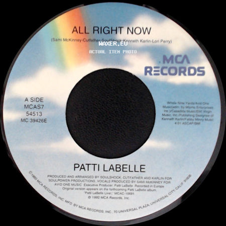 Patti Labelle - All Right Now / All Right Now (Remix Dub) side A