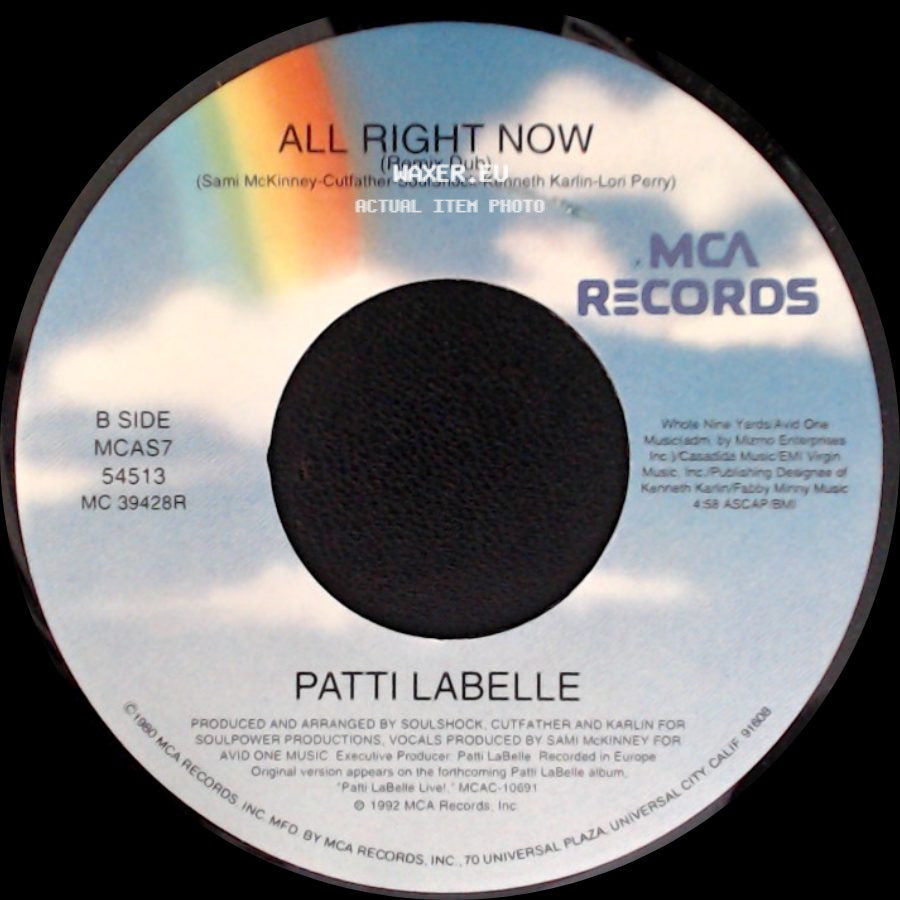 Patti Labelle - All Right Now / All Right Now (Remix Dub) side B