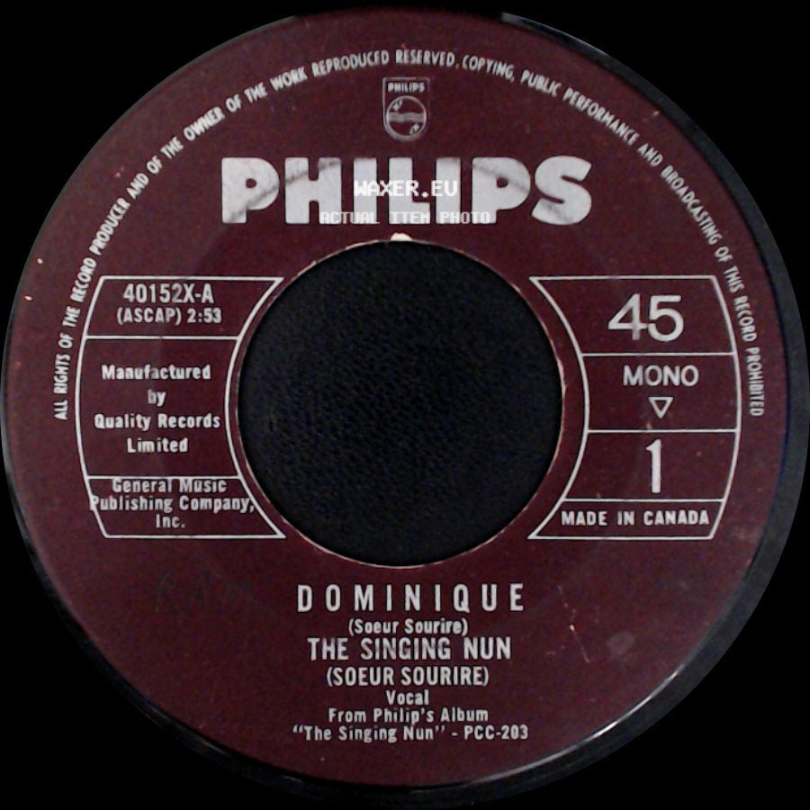 Dominique / The Singing Nun - The Singing Nun (Soeur Sourire) / Entre Les Etoiles (Among The Stars) side A