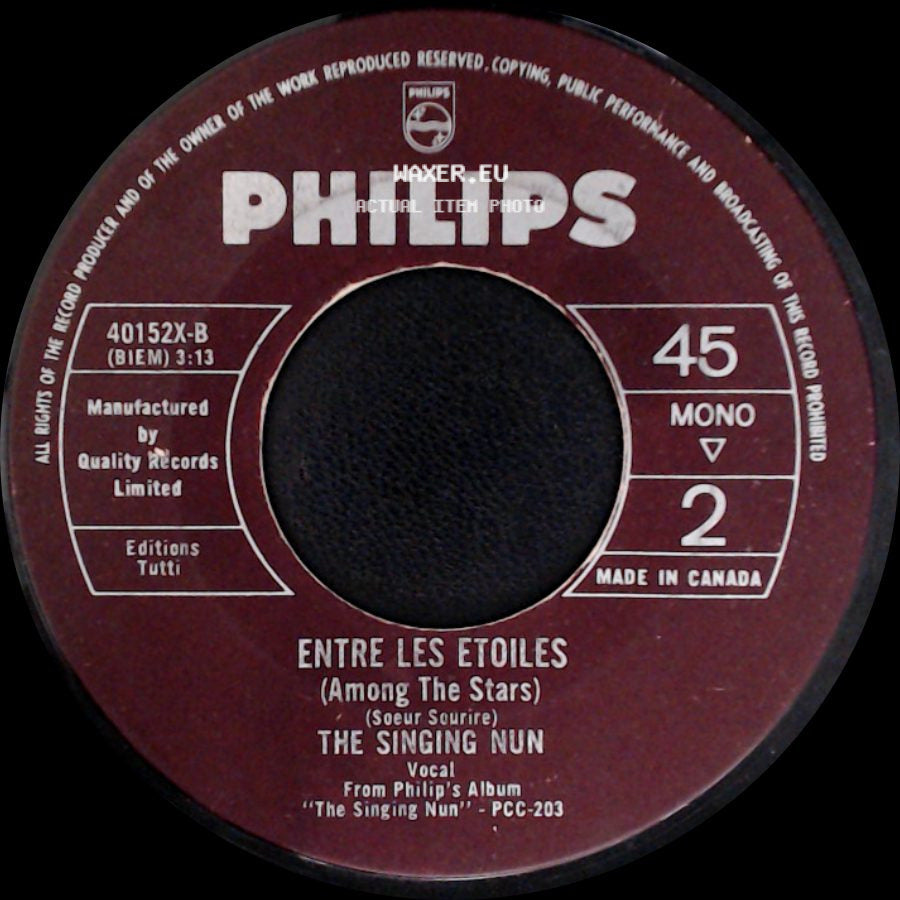 Dominique / The Singing Nun - The Singing Nun (Soeur Sourire) / Entre Les Etoiles (Among The Stars) side B