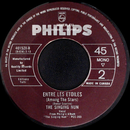 Dominique / The Singing Nun - The Singing Nun (Soeur Sourire) / Entre Les Etoiles (Among The Stars) side B