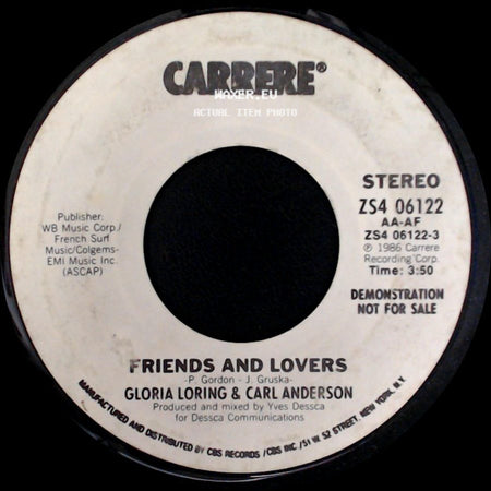 Gloria Loring & Carl Anderson - Friends And Lovers / Friends And Lovers side B