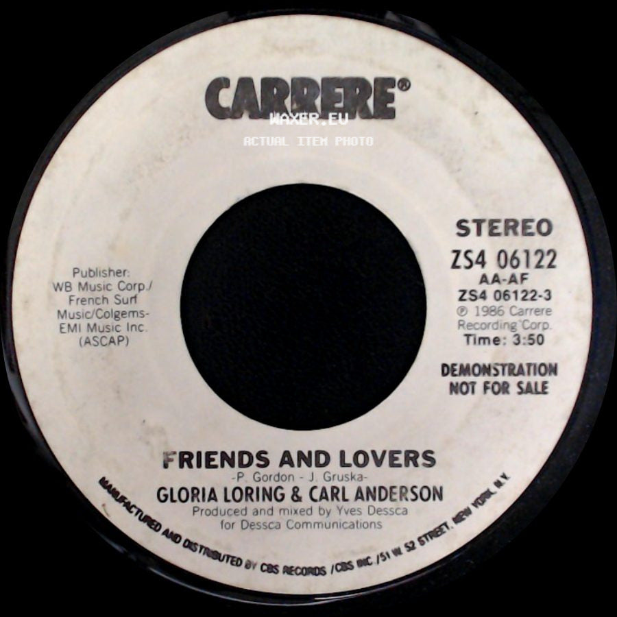 Gloria Loring & Carl Anderson - Friends And Lovers / Friends And Lovers side B