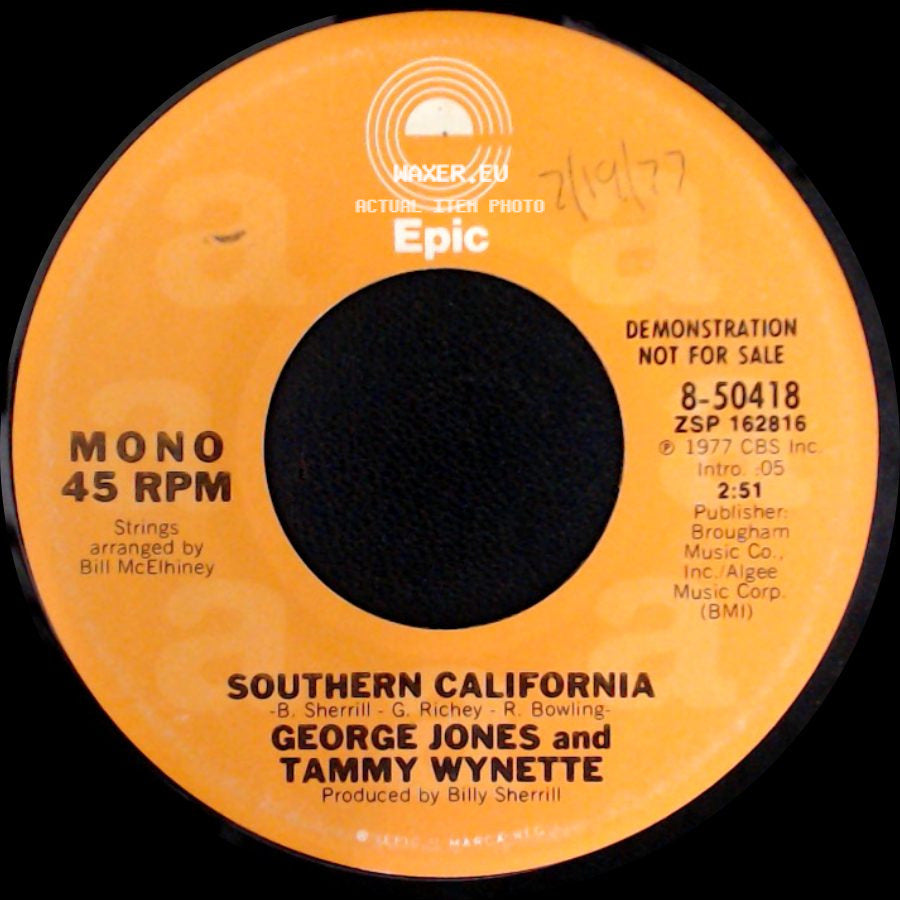 George Jones And Tammy Wynette - Southern California / Southern California side B
