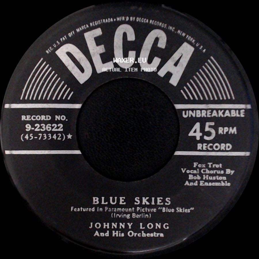 Johnny Long And His Orchestra - In A Shanty In Old Shanty Town / Blue Skies side B