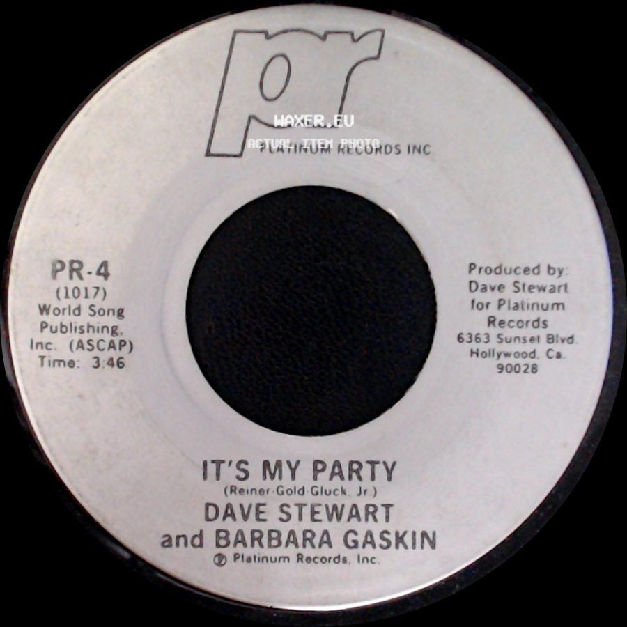 Dave Stewart And Barbara Gaskin - Waiting In The Wings / It's My Party side B