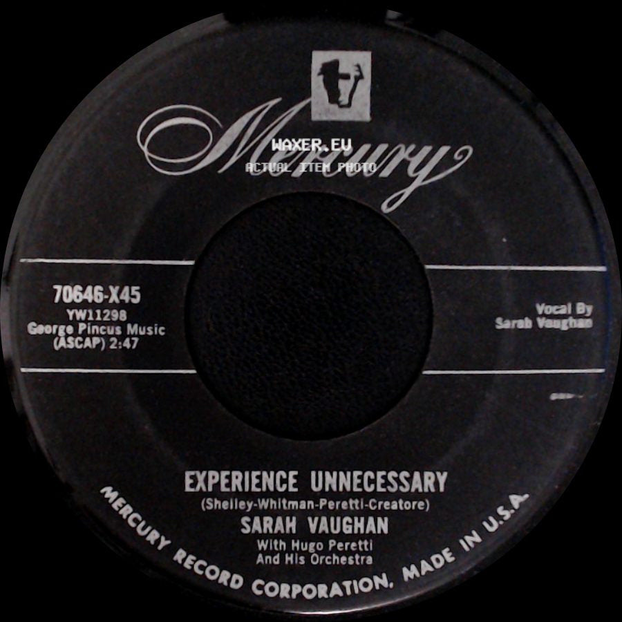 Sarah Vaughan - Slowly With Feeling / Experience Unnecessary side B