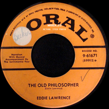 Eddie Lawrence - King Arthur's Mines / The Old Philosopher side B